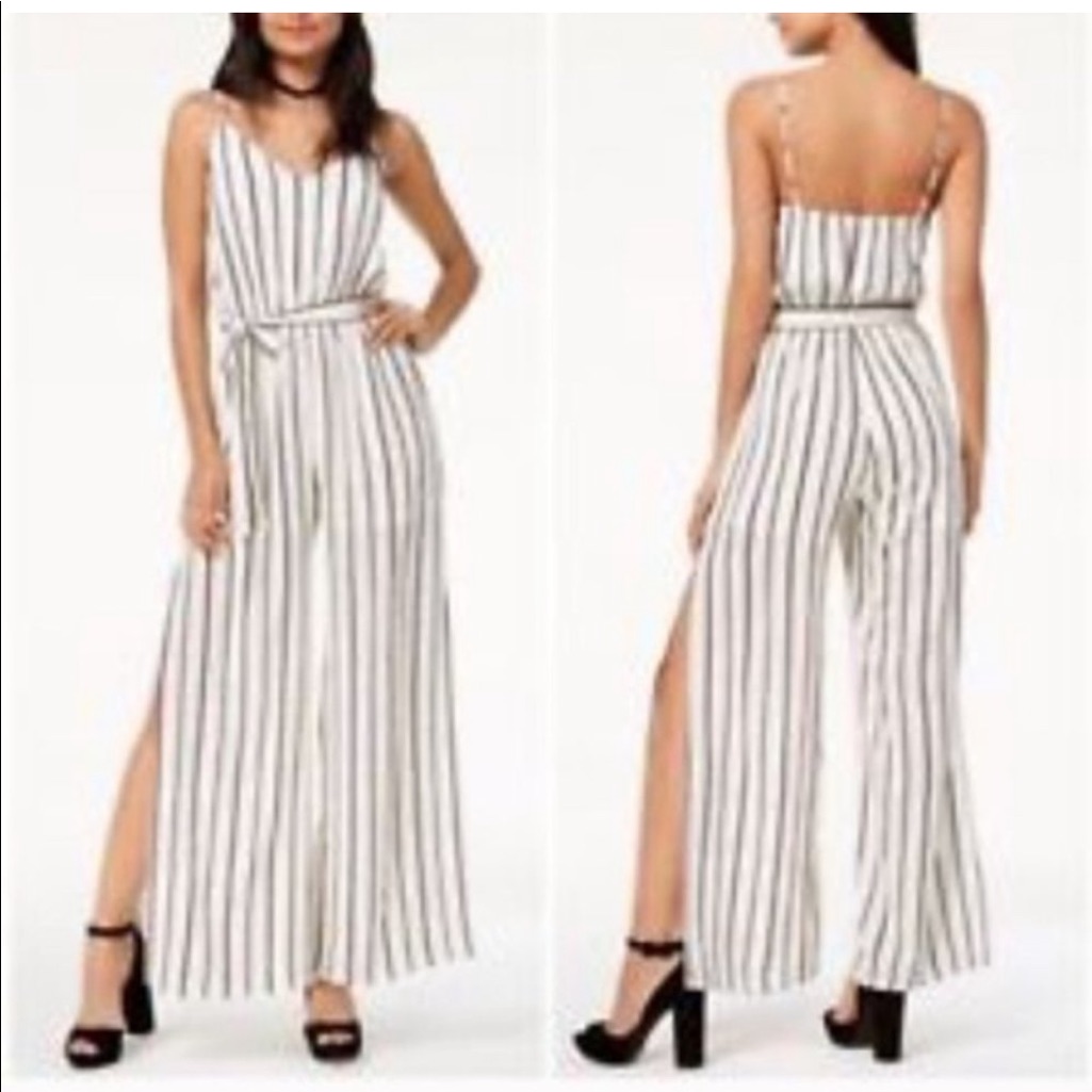 Monteau Anthropologie Blue White Stripe Jumpsuit S